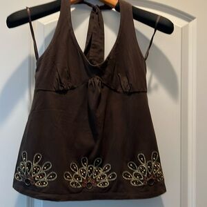 Loft brown halter top with embellishment.